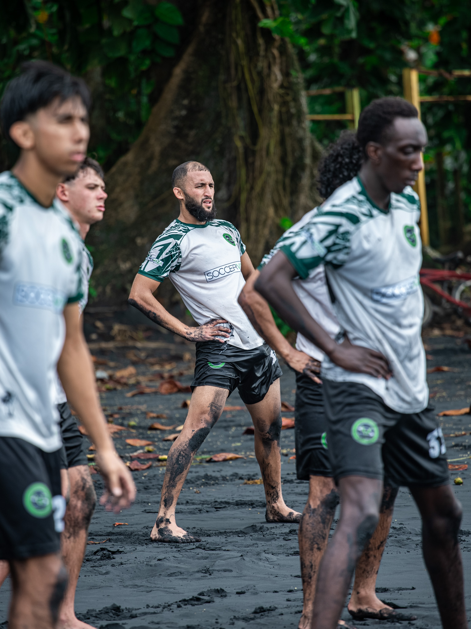 Squad running on the beach